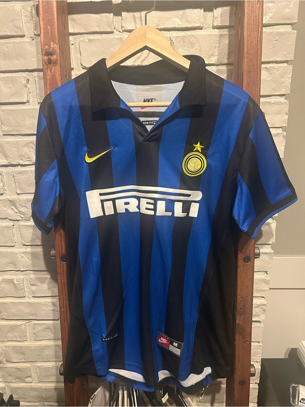 Vintage Nike Inter Milan Ronaldo #9 Blue/Black Striped Soccer Jersey Men's M
